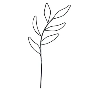 Zwarte metalen blad plantenondersteuning staak, draad trellis voor potplanten en klimflora.