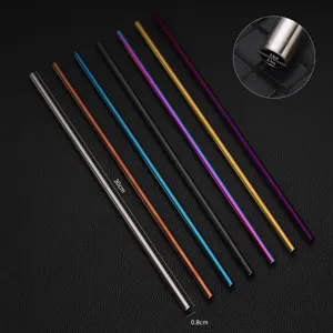 Edelstahl Metall Ersatz Trinkhalme Set, 30cm Länge, bunte Farben für Becher und Tassen.
