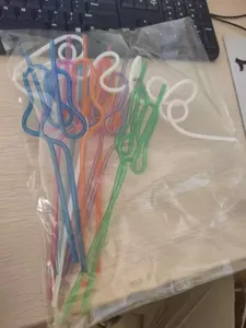 Colorful PET plastic shaped drinking straws, funny musical instrument design for parties.