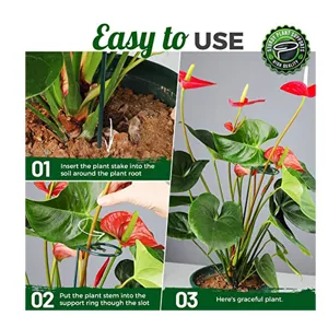 Plant support stakes green metal ring holder for potted flowers and climbing plants garden tools