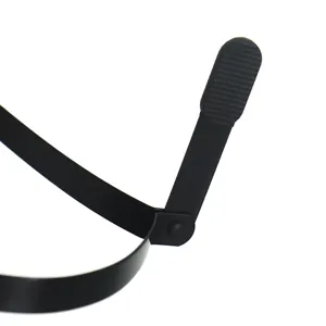 Close-up detail of black metal adjustable handle mechanism, sturdy kitchen gadget part.