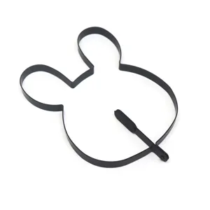 Black non-stick funny rabbit egg mold for breakfast cooking, creative kitchen gadget tool.