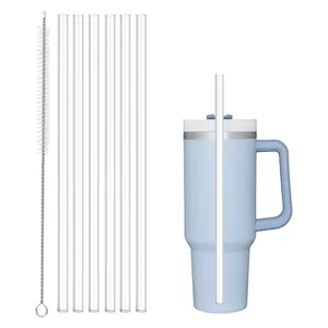 Reusable Straight Straw And Cleaning Brush Set Tritan And Silicone Material For Travel Cup Accessories Daily Drinking