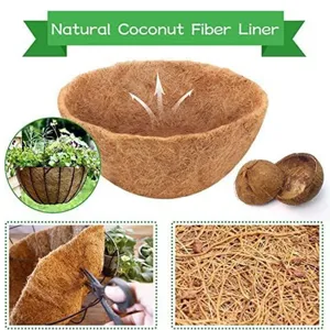 Fodera in fibra di cocco naturale per cesti appesi, tappetino per vaso di fiori mezza luna.