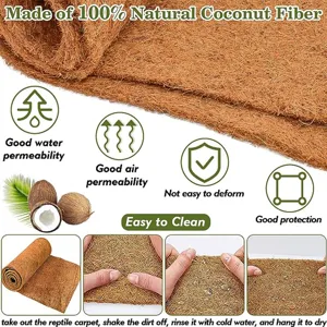 Natural coconut fiber reptile carpet, breathable, water-permeable pet mat for garden and pets.