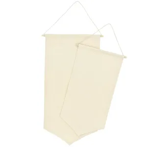 Canvas wall banner for pin display, blank pennant with wooden dowel, hanging decor.
