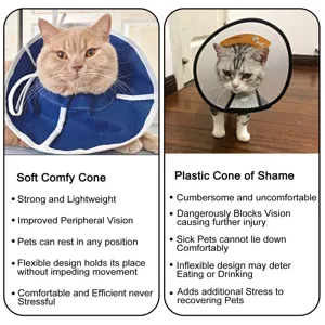 Soft pet recovery cone comparison detail showing comfortable cat Elizabethan collar benefits.