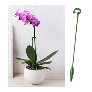 Green plastic plant support stake for orchids and potted flowers display main image