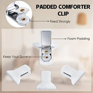 Clips per copripiumino e lenzuola con imbottitura in gommapiuma per una presa antiscivolo.