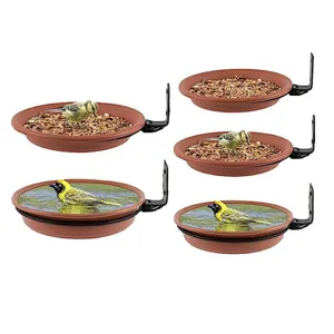 Outdoor Hanging Bird Feeder And Waterer Plastic Tray With Metal Bracket Tree Mounted Wild Bird Feeding Station Garden Decor