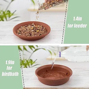Outdoor bird feeder and water bath dish, durable brown shallow tray for garden pets.