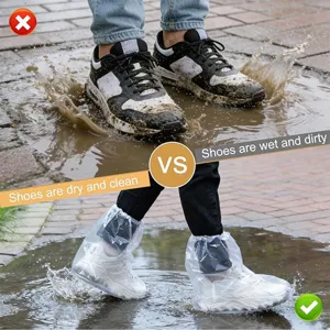 Cubrezapatos de lluvia desechables impermeables para adultos y niños, antideslizantes gruesos y altos.