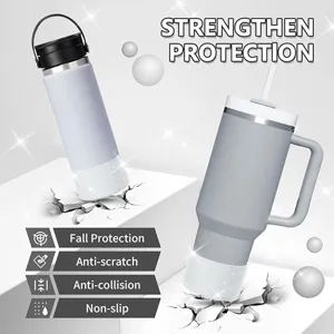 Siliconen waterfles hoes voor Stanley 20-40oz glitter antislip beschermende beker accessoire