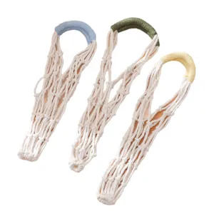 Handmade woven water bottle net bag macrame cup holder coffee carrier sling pouch main