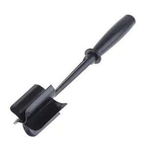 Black plastic meat chopper detail, five-blade design for mashing beef, turkey, and potatoes easily.