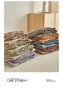 Baumwolle Leinen Bettlaken Spannbettlaken Set, atmungsaktiver Matratzenschoner, bunte Bettwäsche.