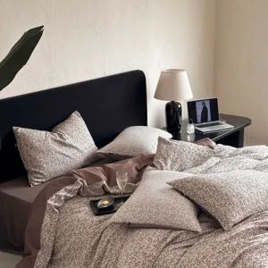 Σετ παπλωματοθήκη από πλυμένο βαμβάκι Wabi-Sabi λουλουδάτο ζακάρ κλινοσκεπάσματα