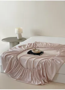 Luxuriöses rosa seidenweiches Tencel Spannbetttuch kühlender Bettbezug Matratzenschutz