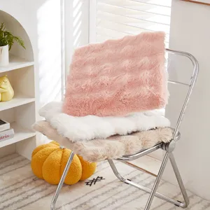 Faux fur chair cushion thick plush seat pad cozy winter home office chair decor soft