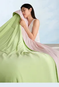 Manta de verano refrescante de punto japonés, transpirable y lavable a máquina muy cómoda.