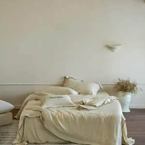 Luxury solid color tencel lyocell fiber 4-piece bedding set with elegant piping details