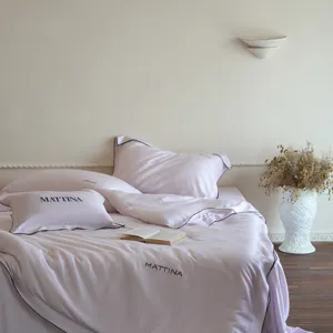 Luxury solid color Lyocell Tencel bedding set, smooth and soft ice silk duvet cover.