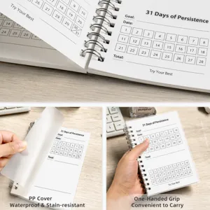 Quaderno a Spirale A6 Pianificatore di Programma Giornaliero Tracciatore di Abitudini Diario Minimalista per Studenti Ufficio Scuola