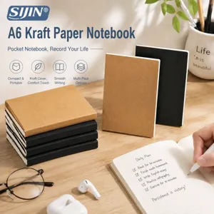 Portable A6 Notebook Pocket Journal Retro Kraft Paper Hardcover Notepad Daily Memo Book Diary Office School Supplies