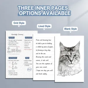 Portable A6 notebook with grid, lined and blank inner pages for daily writing and notes.