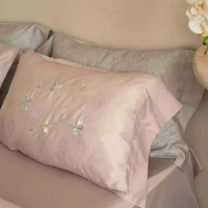 Luxe tencel katoen beddengoed set met elegante schattige vlinder borduurwerk kussensloop