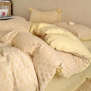 Juego de cama jacquard de algodón puro 4 piezas funda nórdica y fundas lunares
