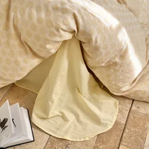 Juego de cama jacquard algodón 4 piezas beis diseño circulo suave transpirable funda nórdica