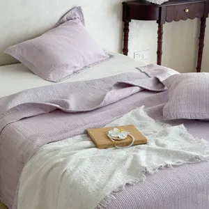 Minimalistisch Gesteppte Tagesdecke Aus Reiner Baumwolle Gewaschenes 3-Teiliges Set Bettüberwurf Für Alle Jahreszeiten Schlafzimmer Bettwäsche