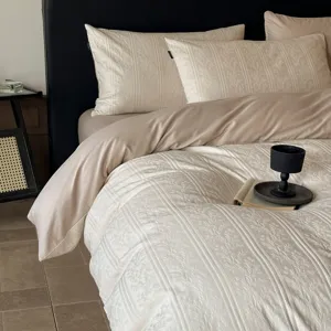 Pure Cotton Thick Woven Large Jacquard Bedding Set Retro Luxury Style Duvet Cover Bed Sheet Pillowcases Home Bed Room