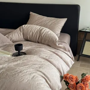 Thick woven pure cotton jacquard bedding set duvet cover luxury retro style detail shot