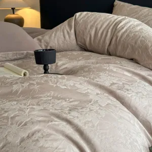 Luxury jacquard cotton bedding set, vintage style duvet cover and sheet for elegant bedroom decor.