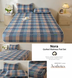Garengeverfd 100% katoen hoeslaken vintage ruitjes zacht comfortabel beddengoed