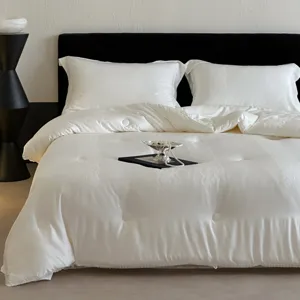 Luxurious white jacquard tencel cotton soybean quilt duvet bedding set elegant bedroom