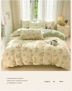 Thickened milk velvet four-piece bedding set winter warm coral fleece duvet cover bed sheet