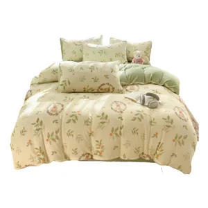 Thickened milk velvet winter bedding set 4-piece fleece warm duvet cover and bed sheets
