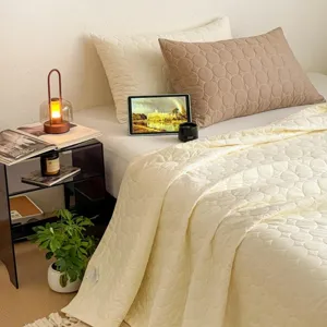 Colcha acolchada de algodón lavado de 3 piezas, sábana tatami suave, ropa de cama de dormitorio.