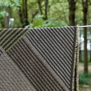 Retro cotton jacquard throw blanket detail, vintage geometric striped sofa blanket.