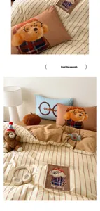 Cartoon cotton bedding set with cute puppy print, comfortable and stylish for bedroom decor.
