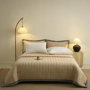 Thickened milk velvet quilted bed cover warm anti-slip bedspread for cozy bedroom decor