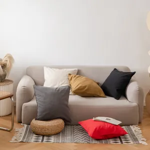 Katoen linnen effen kleur bankkussen voor woonkamer, Japanse minimalisten kussenhoes.