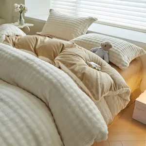Set di biancheria da letto invernale in peluche ispessito, morbido copripiumino caldo.