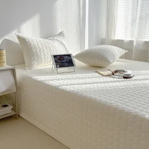 Conjunto de colcha acolchada de algodón, cubrecama con diseño redondo moderno para el dormitorio.