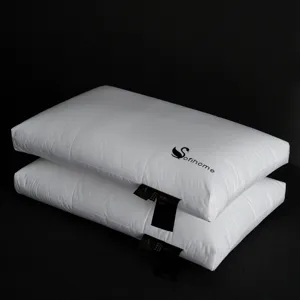 Hotel Luxury Cotton Pillow Core Soft Breathable Neck Support Pillow For Home Bedroom Hotel White Solid Color Piping Design