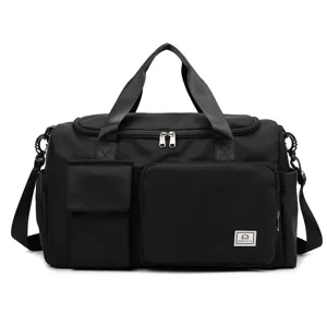 Große reißverschluss reisetasche, schwarze sporttasche fitness tasche mit schultergurt.