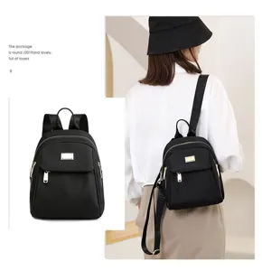 Women nylon mini backpack casual fashion travel backpack stylish small daypack black